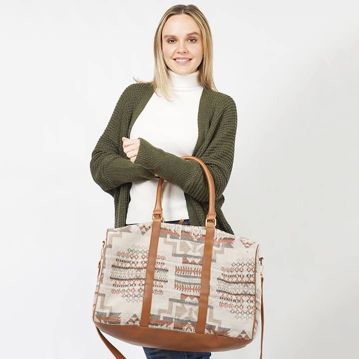 Wona Trading, Inc. - Wholesale Tote Bag - Unisex - Aztec Patterned Duffle / Tote / Crossbody Bag
