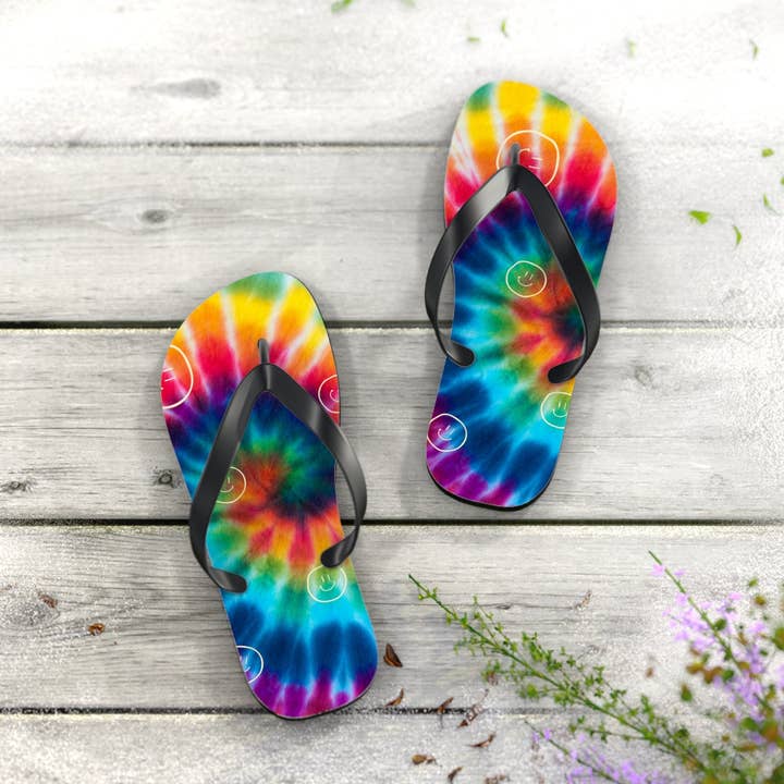 Tye-Dye & Smiles Flip Flops for wholesale by Pkleman Clothing & More