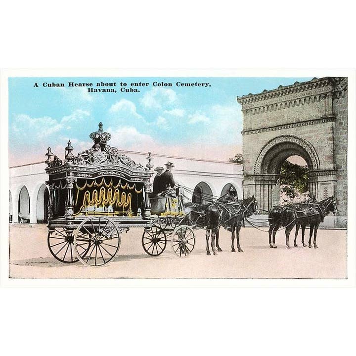 Greeting Card CU-65 Hearse outside Colon Cemetery, Havana, C for wholesale by Found Image Press