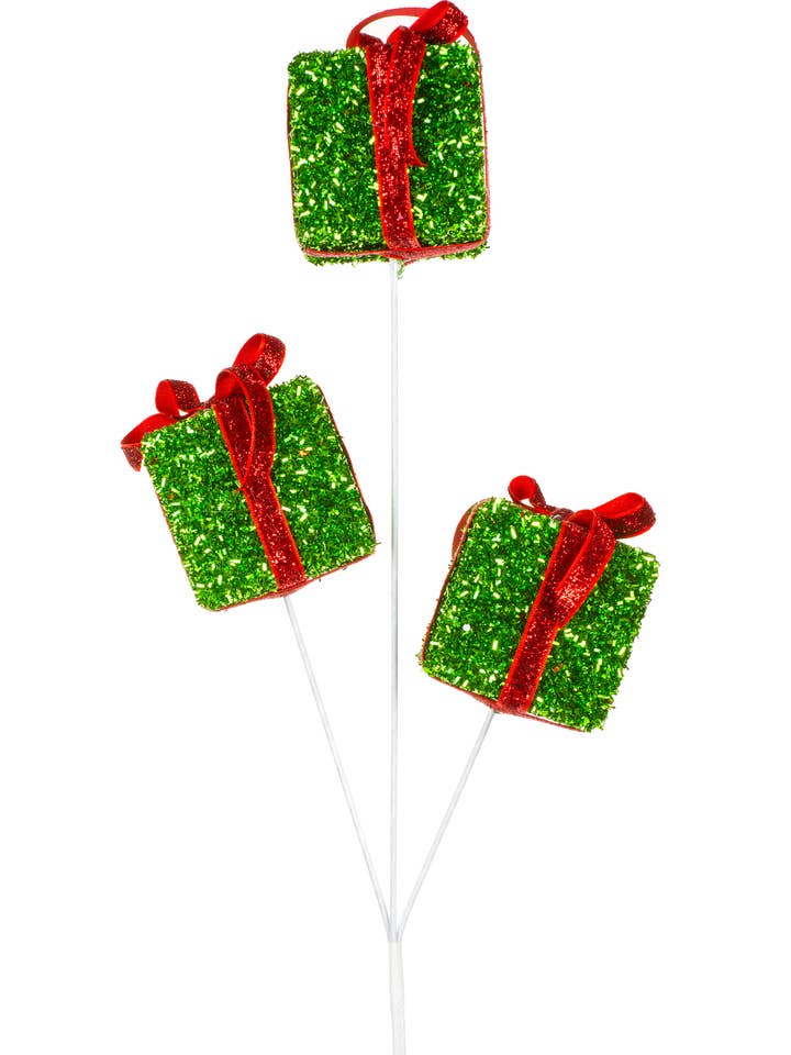 NEW-Forest Green Three Present Box Tree Pick for wholesale by Starlight Collection