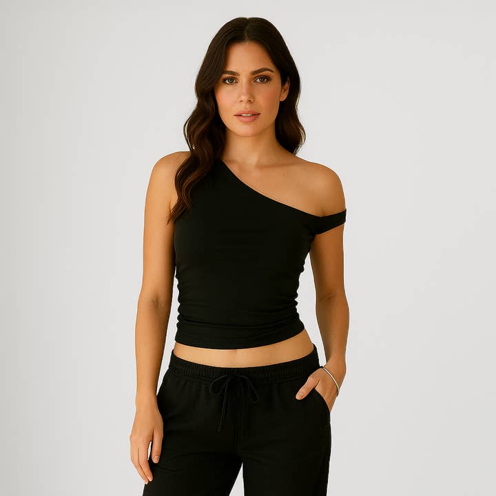 0896 - Women's One Shoulder Asymmetrical Tank for wholesale by OTL Apparel