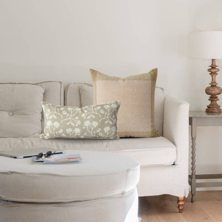 Oatmeal Oden Boucle Pillow Cover with Border – Textured, Decorative for wholesale on Faire2