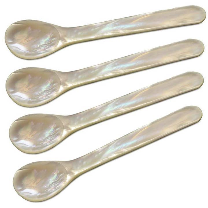 Set of 4 Mother-of-Pearl Caviar Spoons,rounded for wholesale by EDZARD