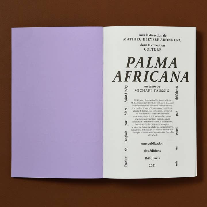 ÉDITIONS B42 - Vendita all'ingrosso Libro di scienze umane e cultura - Palma africana1