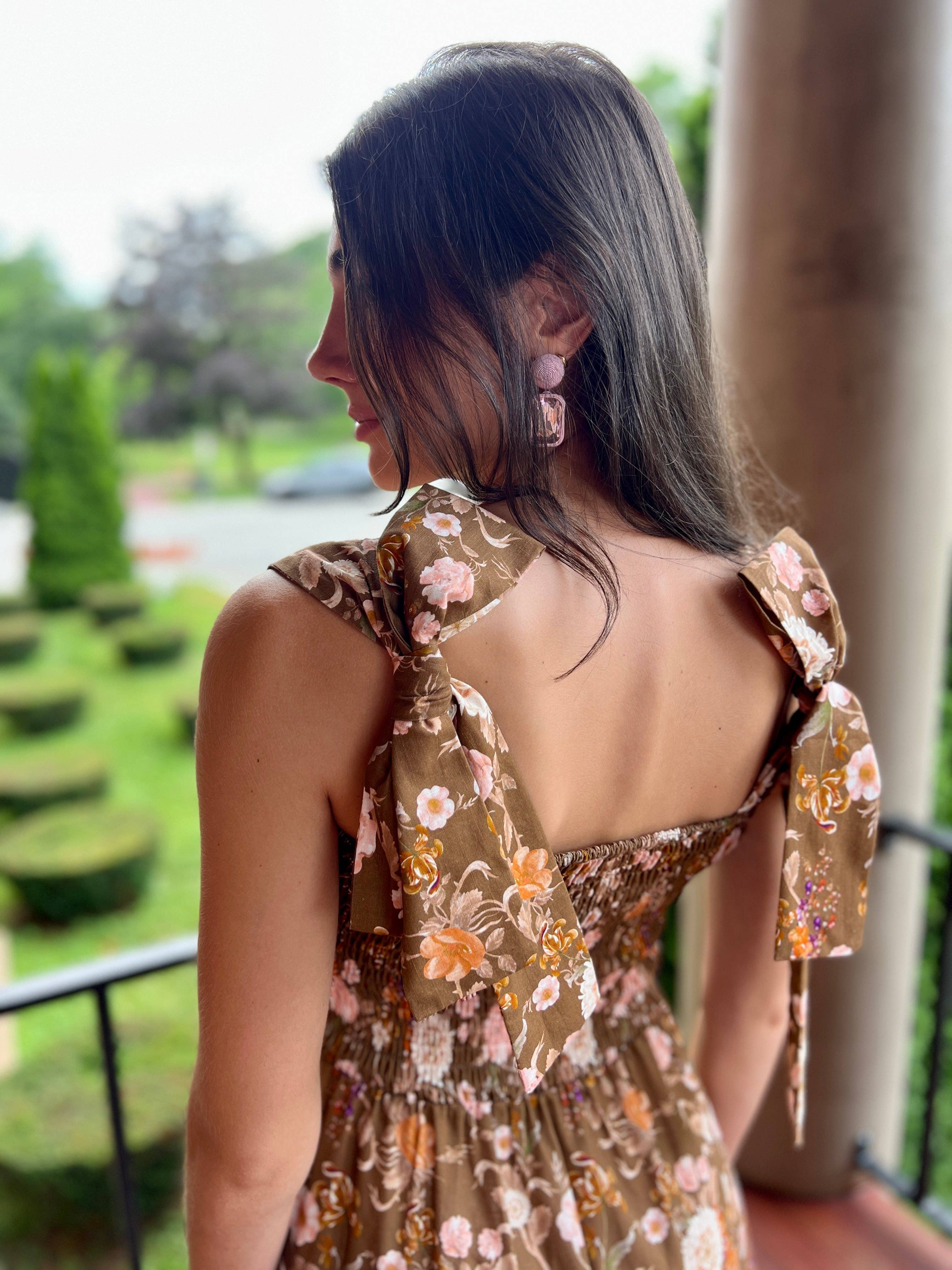 Kathleen Maeve - Vente Robe – femme - Robe Maxi Emma Bow | Chinoiserie Marron3