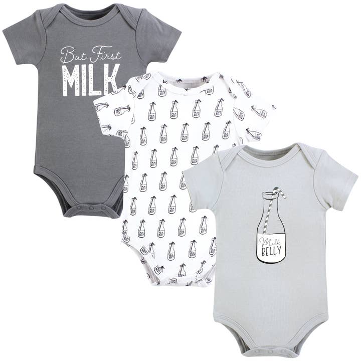 BabyVision - Wholesale Bodysuit (Non-Footed) - Baby - Hudson Baby Cotton Bodysuits, Milk Belly Bottle