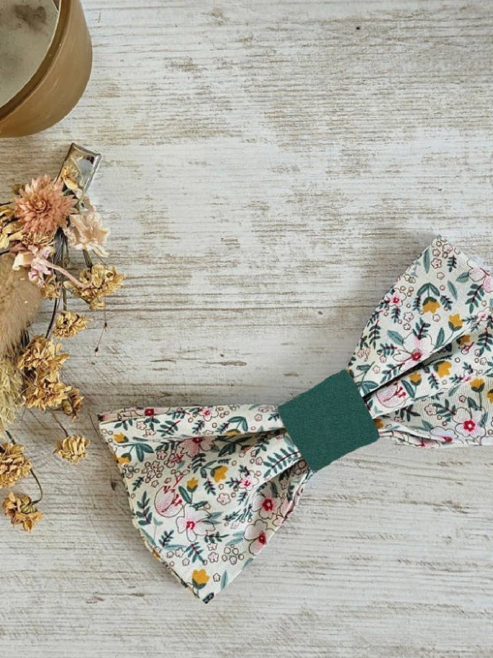 Gravata borboleta bicolor branca liberty por atacado de Atelier Tatice