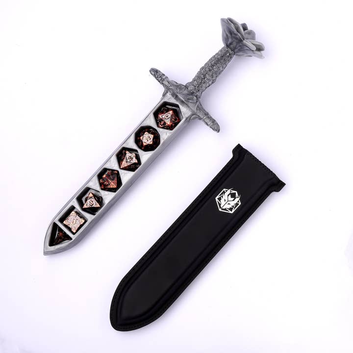 Hy00567 Étui à dés en résine Rose Dagger - Argent pour la vente par Hymgho Premium Dice