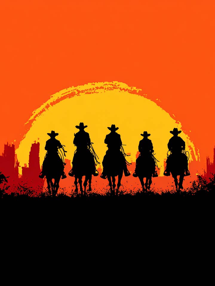 Riding in to the Sunset American West Art Print - 8"x10" Artwork for wholesale by Mowbi