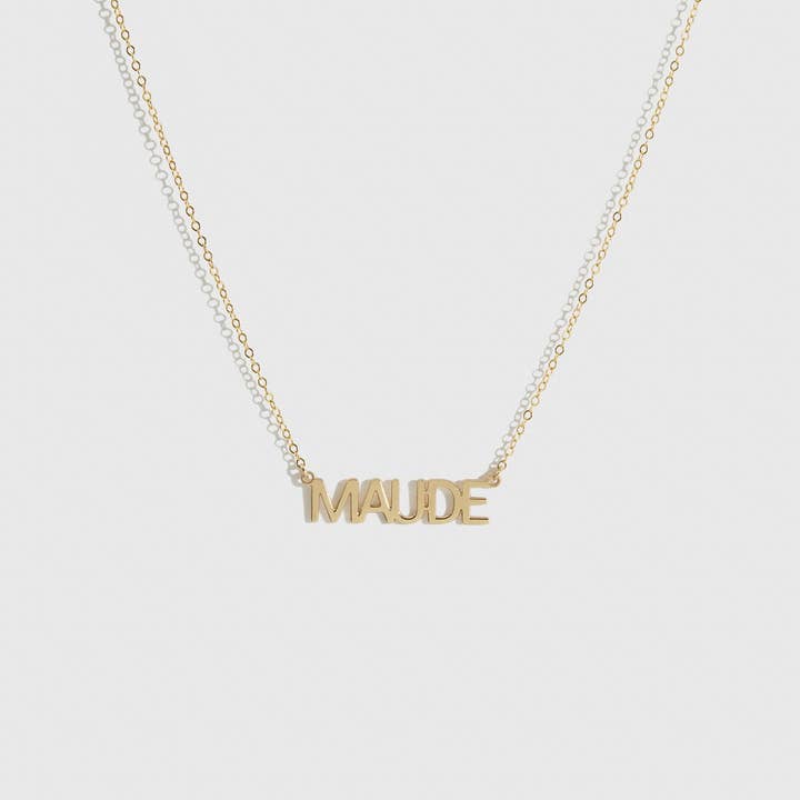 Personalized Block Font Nameplate Necklace for wholesale by DRAE COLLECTION