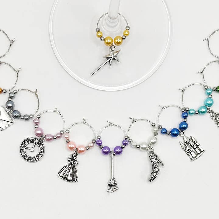 Enchanted Charms - Wholesale Wine Charm - Cinderella Wine Charms Set of 10