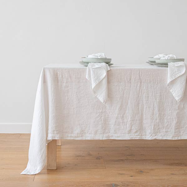 LinenMe - Vente Serviettes de table en tissu - Serviette en lin Optical White Stone Washed2