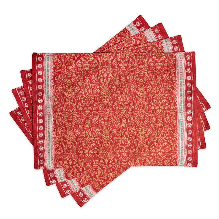 Placemats 100% Cotton 13" x 19" - Set of 4 - Sofia Fall for wholesale by Maison d'Hermine - Design in Every Thread