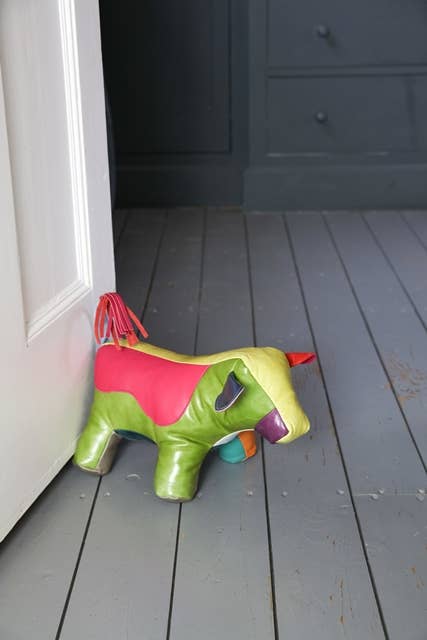 Owen Barry Ltd - Wholesale Door Stop - Leather Doorstop | Multi Patchwork | Cow Doorstop0