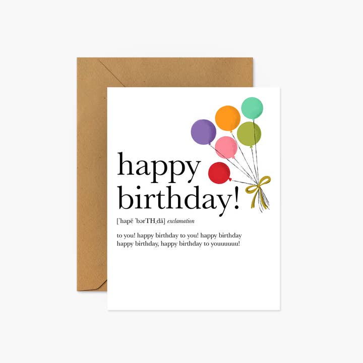 Footnotes - Wholesale Birthday Card - Happy Birthday Definition Illustrated - Birthday Card