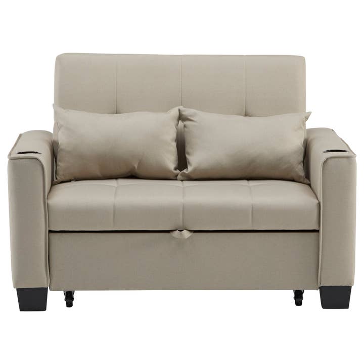 Canapé-lit convertible 2 places en tissu beige, dossier réglable, poches de rangement CLOUDSTONE for wholesale by Urban Meuble UK