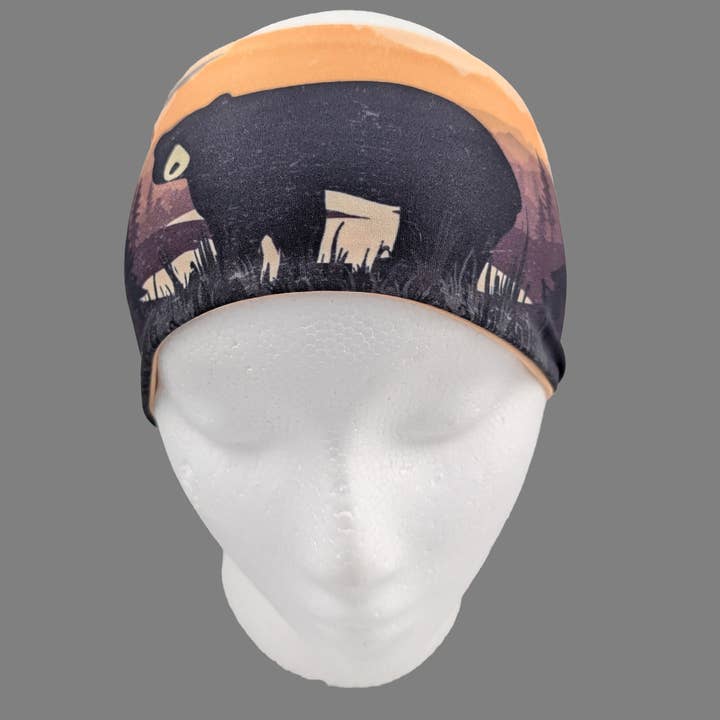 HW155 - Schwarzer Bär Landschafts-Stirnband für den Großhandel von Gem City Attire