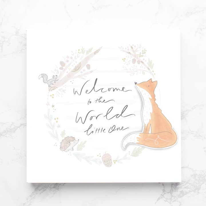 Biglietto Woodland new baby - lamina d'oro per la vendita all'ingrosso da parte di Nora Wright