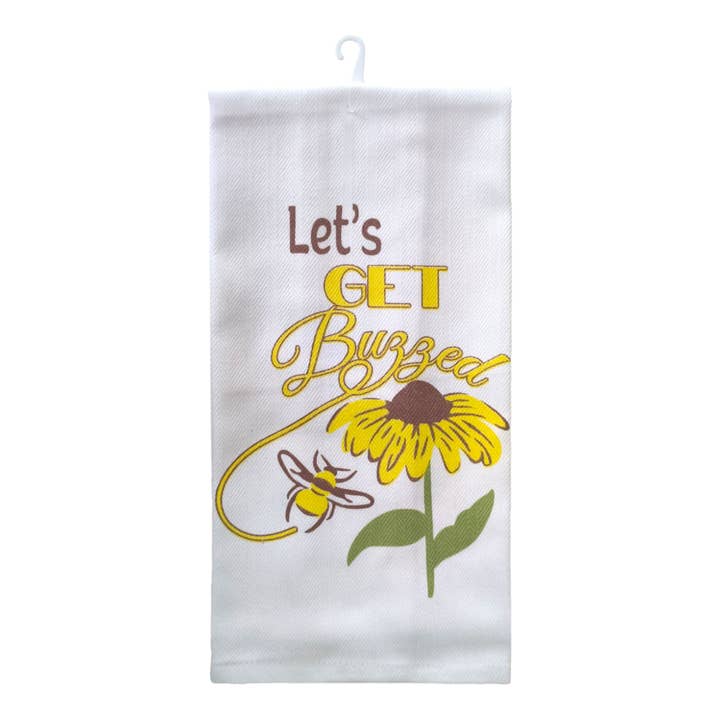 "Let's Get Buzzed" Decorative Kitchen Towel for wholesale by Duke Imports