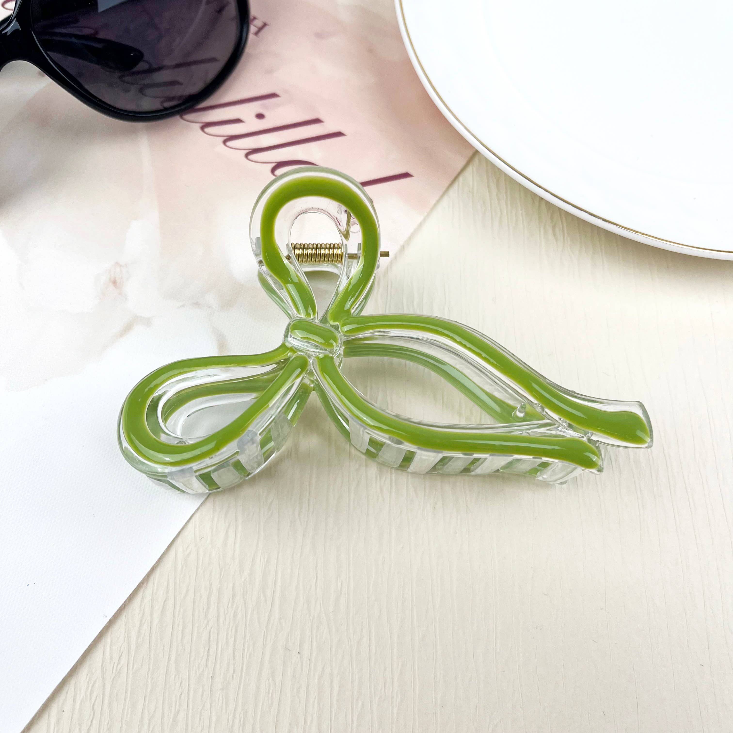 SoapElenGlen - Wholesale Hair Clip - Women's - Jelly Color Bow Hair Clip Retro Simple Claw Clips2
