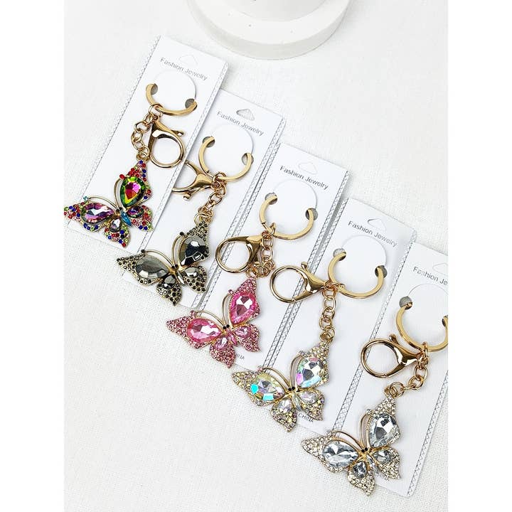 MIX COLOR Sparkling Butterfly Pendant Key Chain for wholesale on Faire