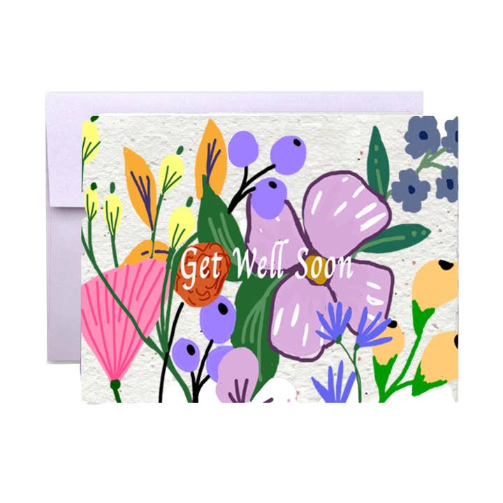 Artsy Em – wholesale Krya på dig-kort – Helande önskningar: Bli frisk snart Wildflower gratulationskort0