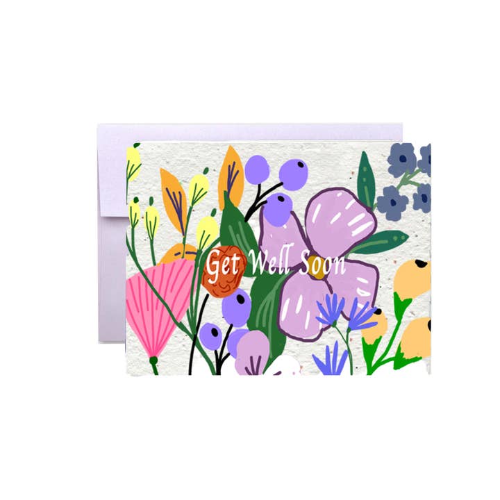 Artsy Em - Wholesale Get Well Card - Healing Wishes: Get Well Soon Wildflower Greeting Card
