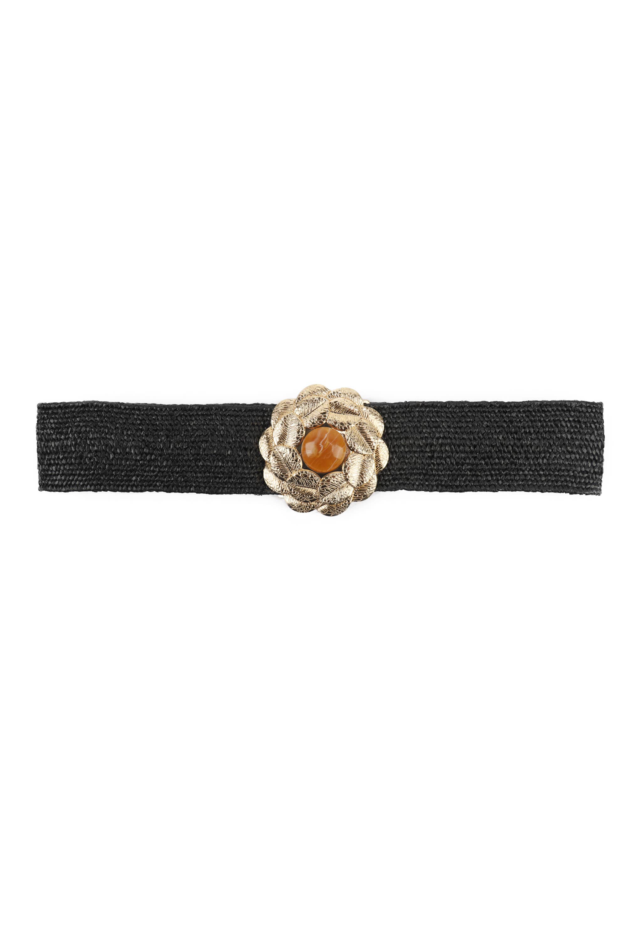 PHANIE MODE - Wholesale Belt - Women's - Elastic Straw Effect Belt with Flower Buckle C-261510
