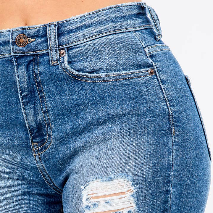 American Bazi - Vendita all'ingrosso Jeans - Donna - JEANS BOYFRIEND TAGLIATI A VITA ALTO-ABH70363