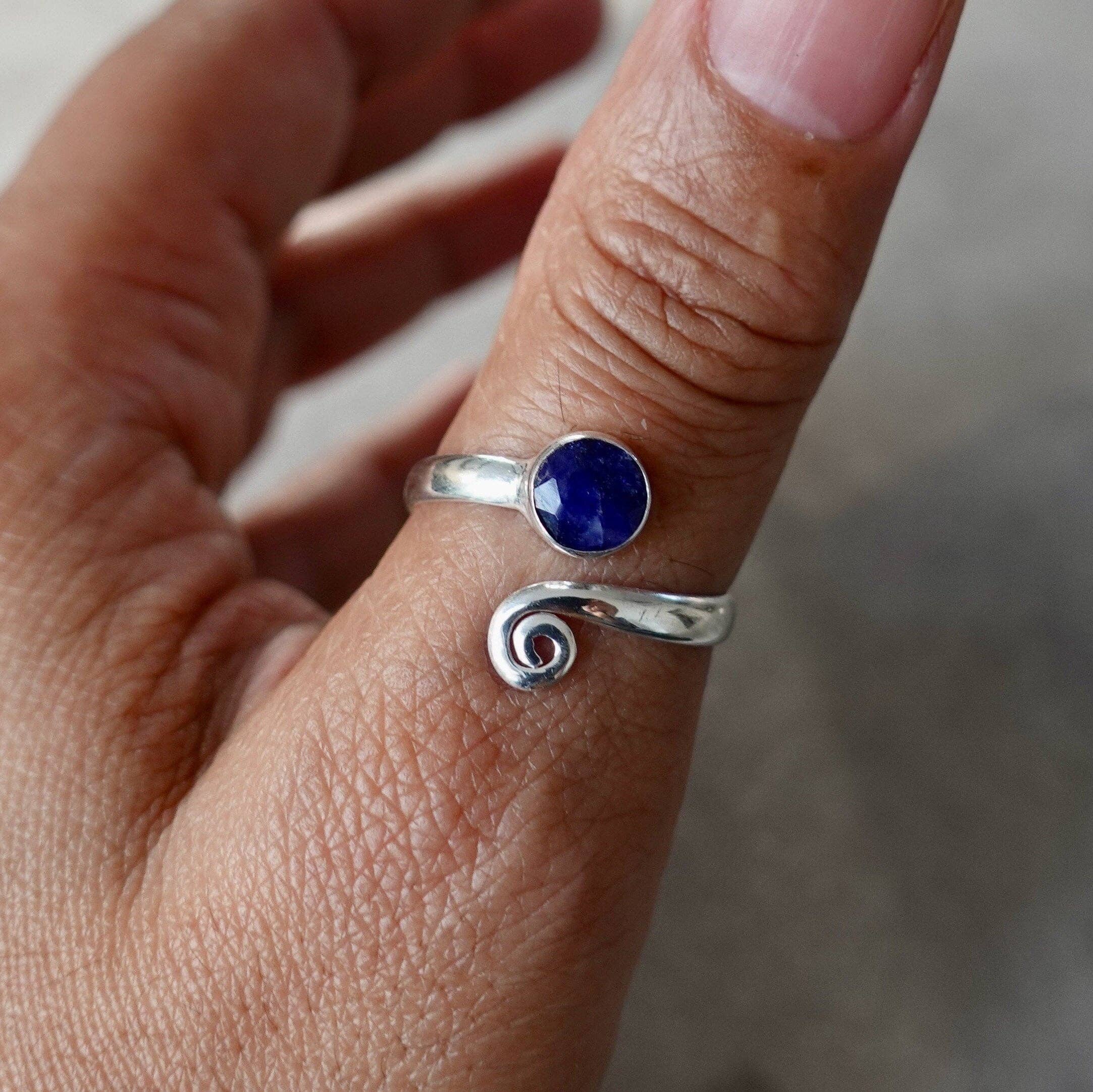 Mistry Gems - Wholesale Single Stone/Solitaire Ring - Unisex Adjustable Wrap Sapphire Ring | 925 Sterling Silver3