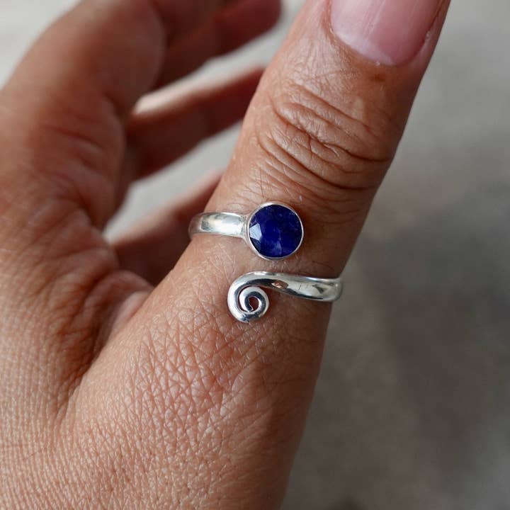 Mistry Gems - Wholesale Single Stone/Solitaire Ring - Unisex Adjustable Wrap Sapphire Ring | 925 Sterling Silver3