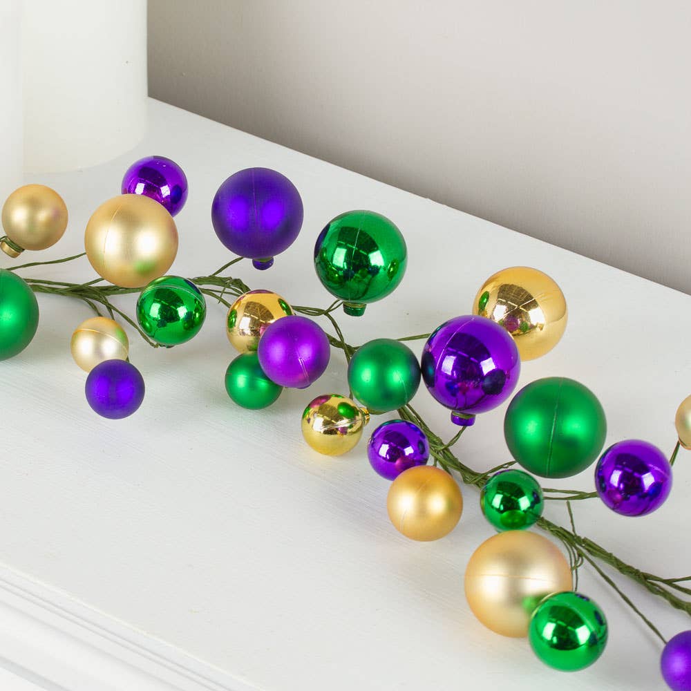 Factory Direct Craft - Vendita all'ingrosso Decorazione - Ghirlanda di palline rotonde di Mardi Gras da 58"4