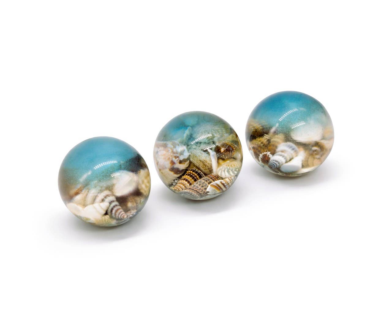 JEMS of the Sea - Wholesale Decorative Tabletop Object - Tiny Ocean Sphere-Made w/ Eco-Friendly Resin, Shells, Sand 1