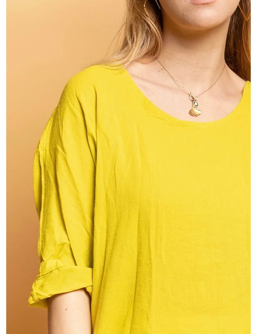 LINEN & COTTON HOUSE – Engroshandel T-shirt – til kvinder – Crop-top i bomuld og hør, bedst sælgende model 10117