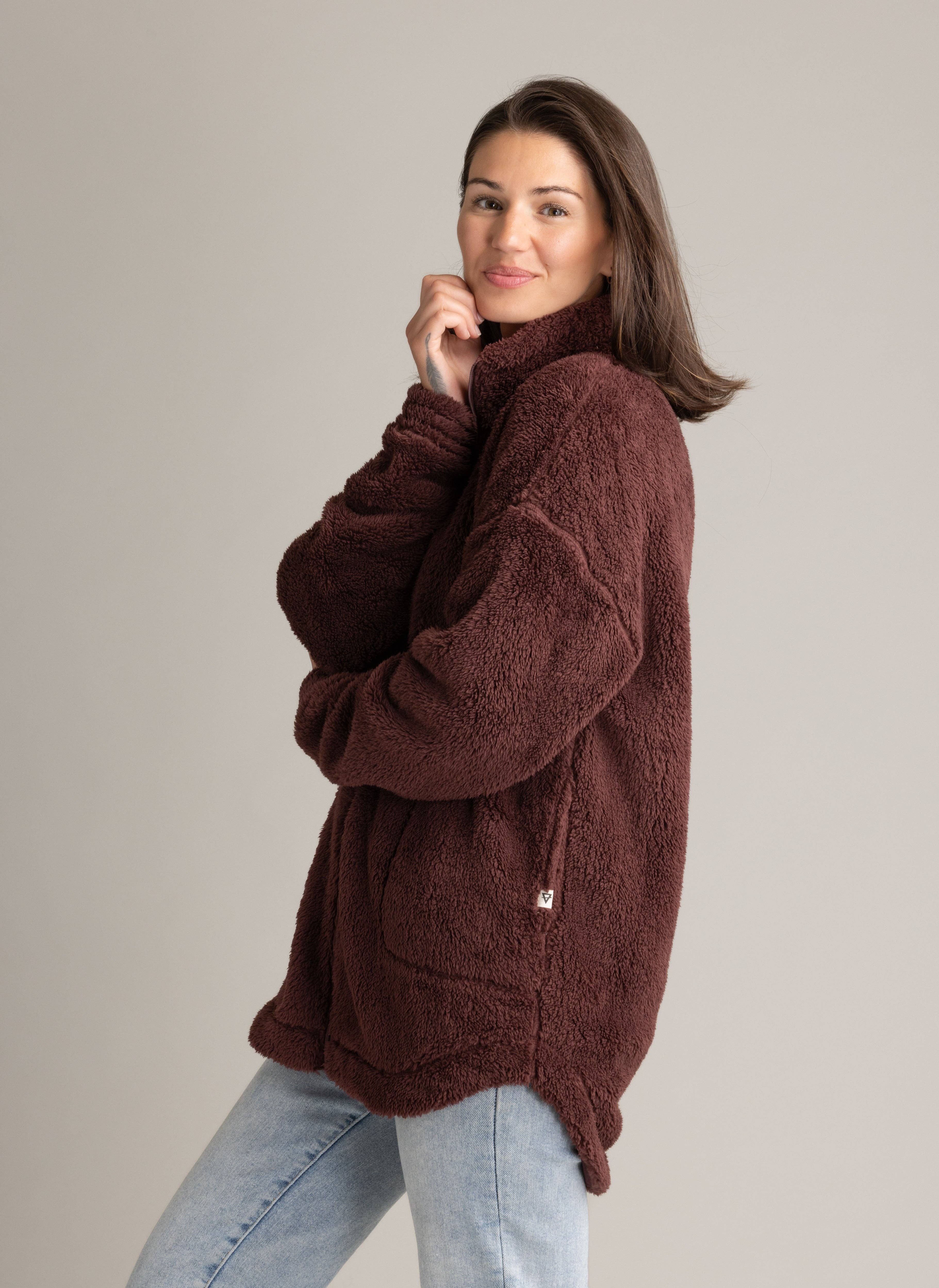 Bitter Chocolate Women's Leila Eyelash Sherpa Full Zip for wholesale on Faire1