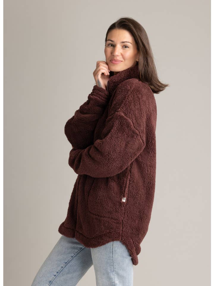 Bitter Chocolate Women's Leila Eyelash Sherpa Full Zip for wholesale on Faire1