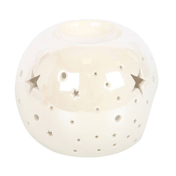 Something Different Wholesale - Wholesale Oil Warmer - White Iridescent Star Oil Burner and Wax Warmer