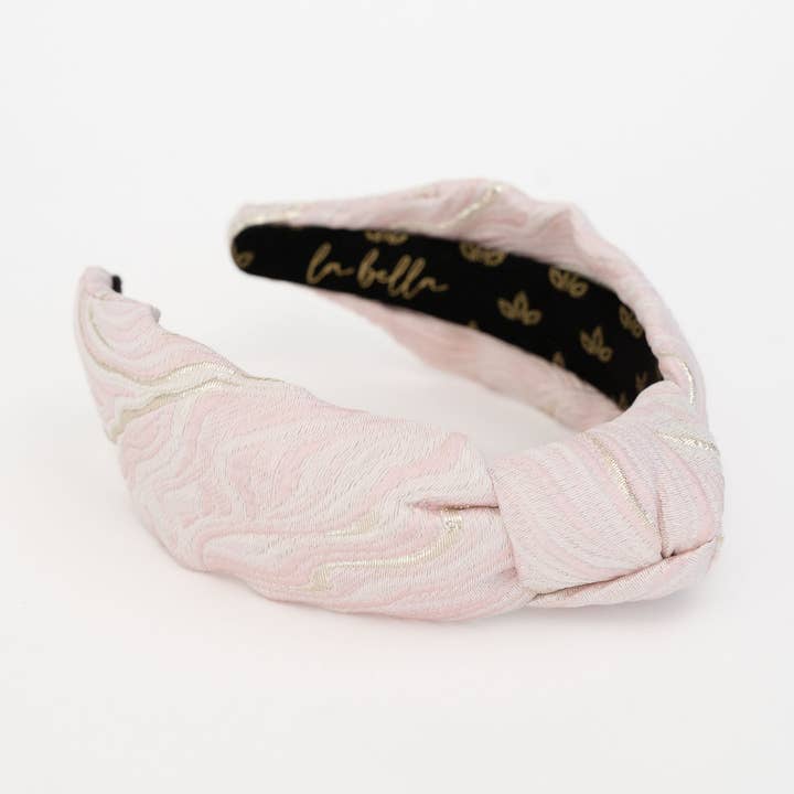 Rosé Sorbet Swirl Jacquard Knotted Headband for wholesale by La Bella