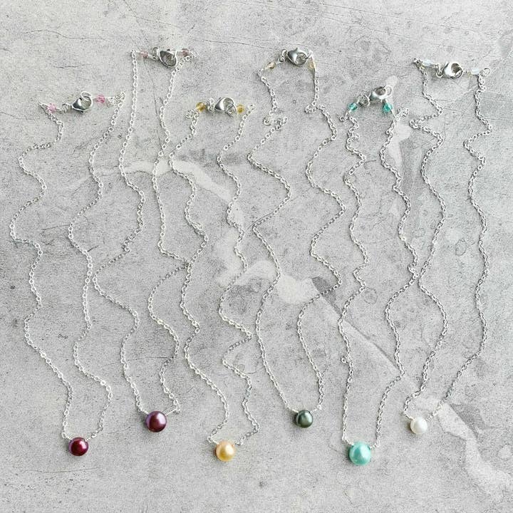 Tranquillité - Collier Simple Perle Argent Sterling pour la vente par LITVA'S Jewelry