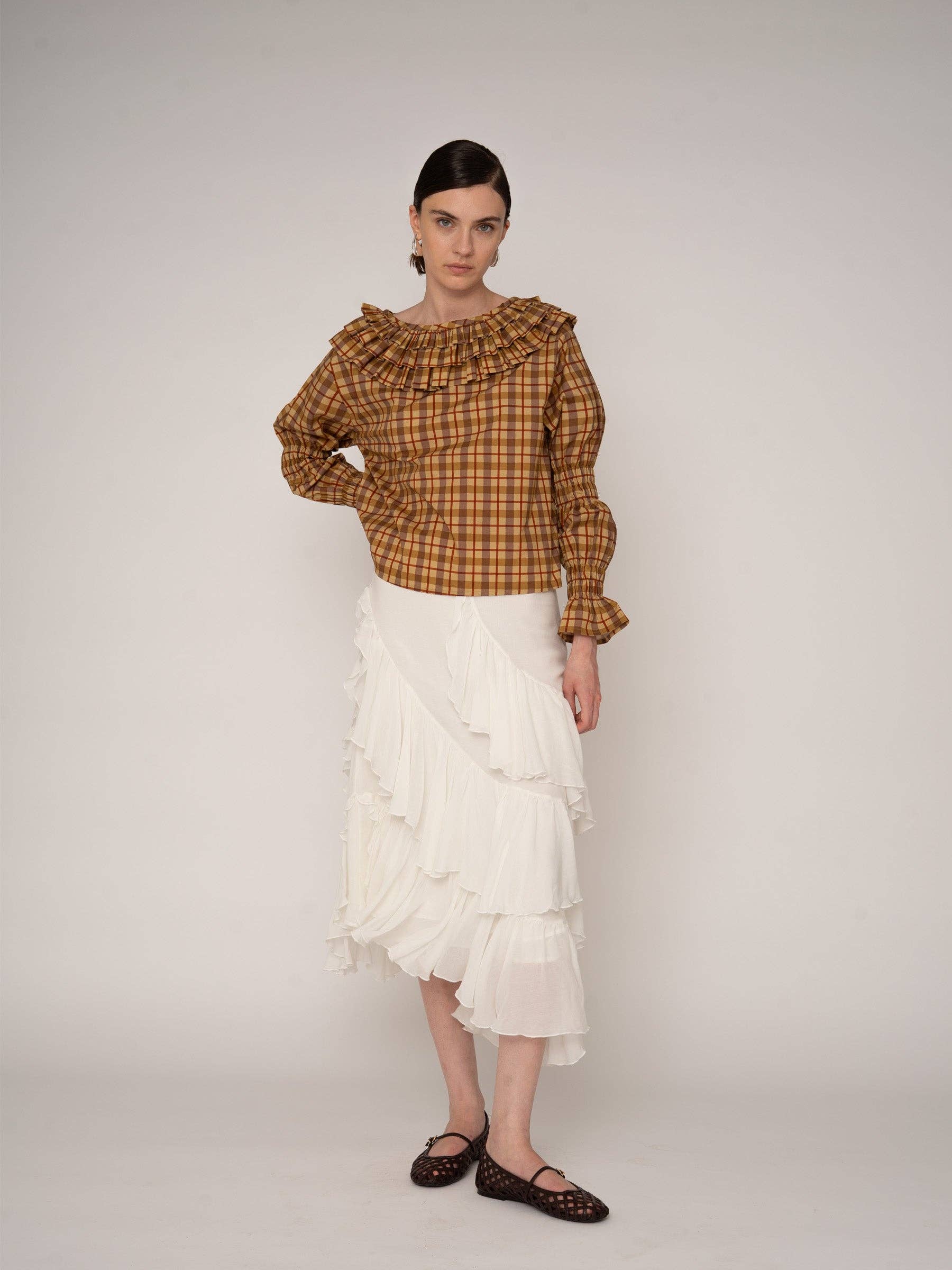 CARMEN SAYS - Wholesale Blouse - Women's - Tartine Plaid Print Blouse4