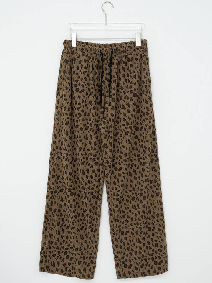Leopard Print Corduroy Elastic Waist Pants for wholesale by pgmt brooklyn