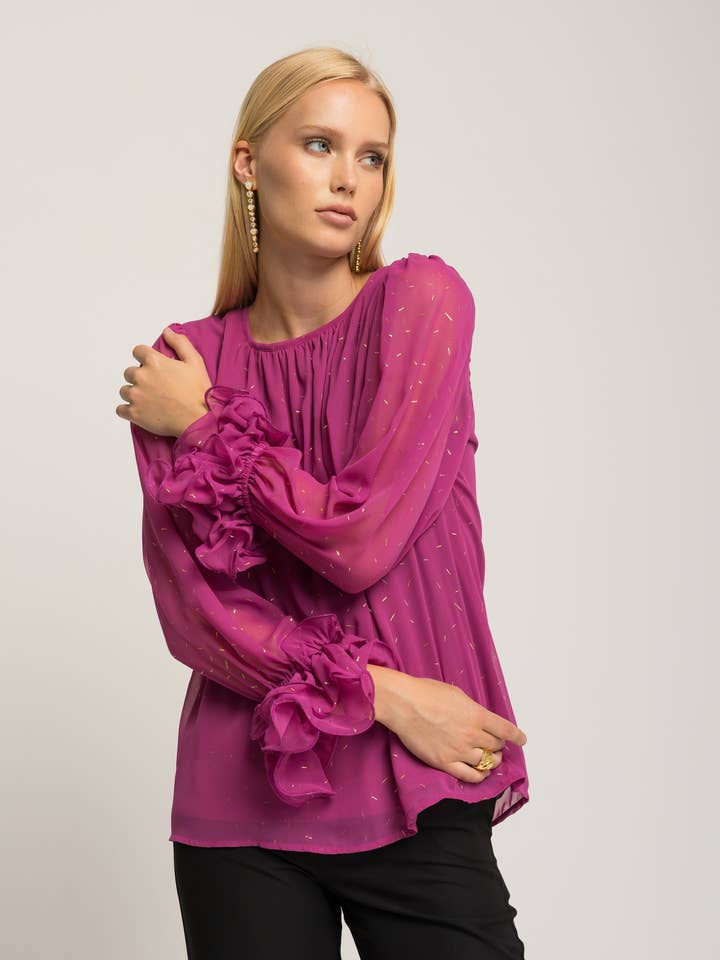 Fuchsia Bluse Luanda für den Großhandel von NIZA