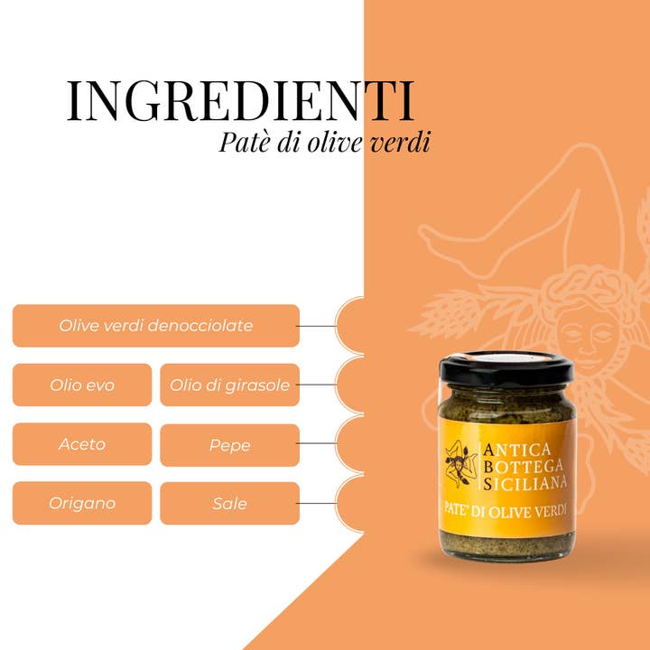 Antica Bottega Siciliana - Vendita all'ingrosso Tapenade - Patè di olive verdi siciliane - 90 g