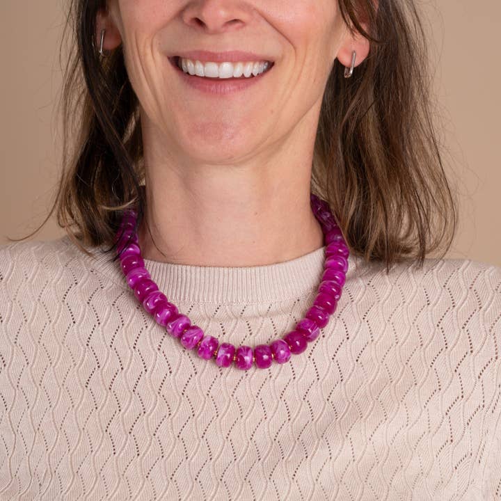 Fet Chunky Halsband | Magenta för wholesale av vanMauZ