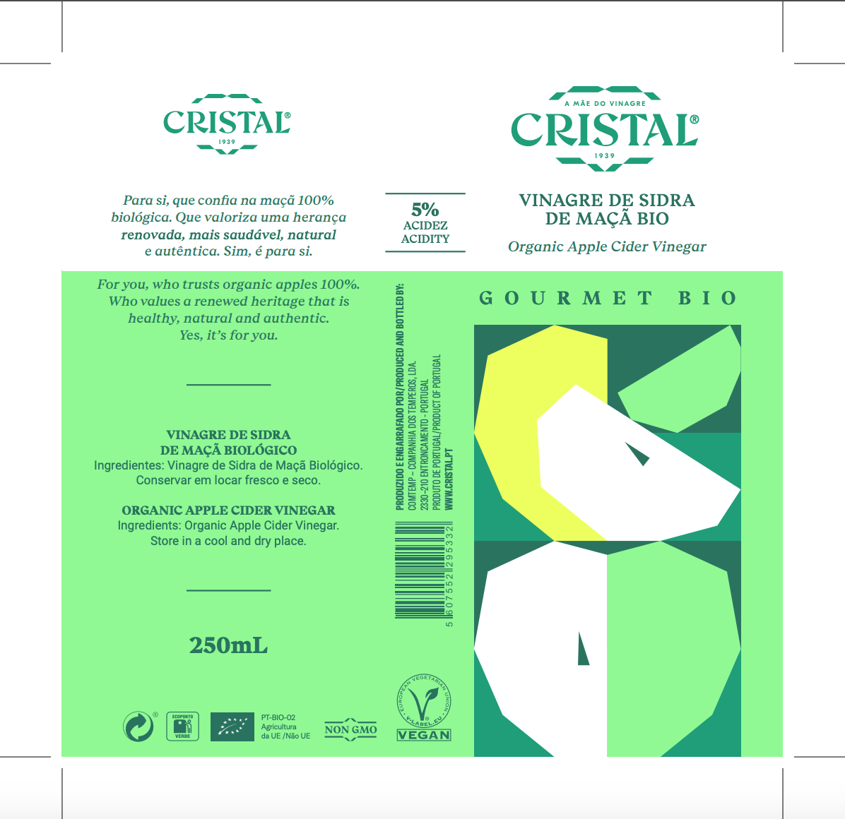 Vinagres Cristal Gourmet - Wholesale Vinegar - ORGANIC APPLE CIDER VINEGAR GOURMET- 250ML1