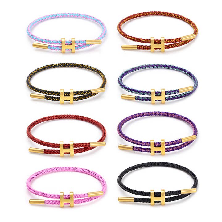 MKS America - Wholesale Woven/Braided Bracelet - Adjustable Titanium Steel H Buckle Bracelet37
