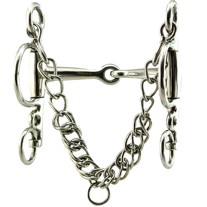 Coronet Jointed SS Eggbutt Pelham Bit with 5" Cheeks for wholesale by Intrepid International