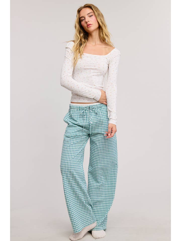 Mimosa - Wholesale Lounge Sweatpants/Joggers - Women's - Gingham Boxer Lounge Pants with Contrast Waistband10