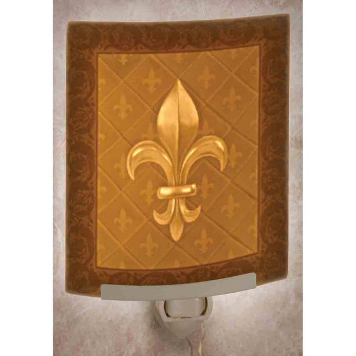 Fleur De Lis Porcelain Lithophane Night Light for wholesale by The Porcelain Garden Inc.
