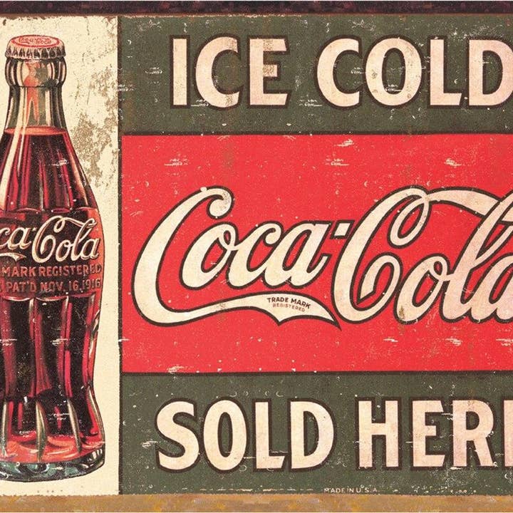 Coke Sold Here Tin Sign for wholesale by Cow Crack Wholesale